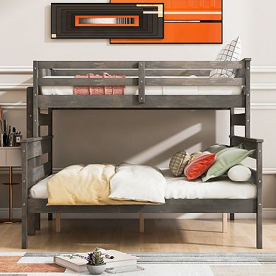 Merax Wood Twin XL over Queen Bunk Bed with Ladder