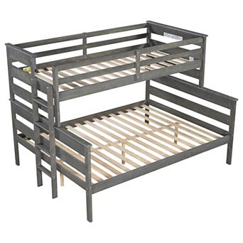 Merax Wood Twin XL over Queen Bunk Bed with Ladder