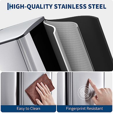 16 Gal Triple Compartment Stainless Steel Trash Can with Foot Pedal, Removable Inner Bucket