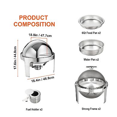 5 Qt Chafing Dish Buffet Set, 4-Pack Rose Gold Catering Warmers