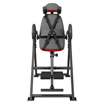 Heavy Duty Inversion Table 300 LB Capacity Back Stretcher with Headrest Red Black