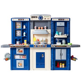 Kids Kitchen Playset 3 in 1 Toddler Play Kitchen with Lights Sounds and 74 pc Accessories