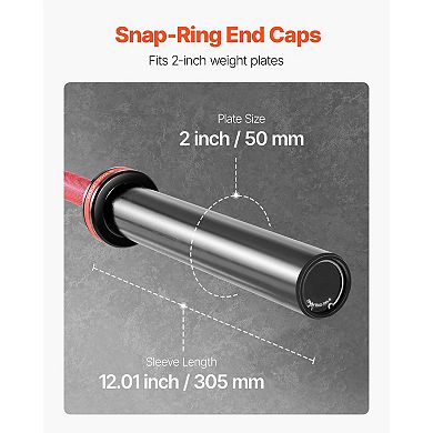 6FT Barbell Bar 2-Inch Olympic Weight Bar Knurled Grip 700 LB Capacity