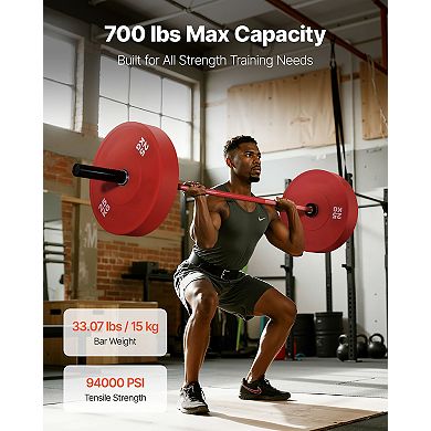 6FT Barbell Bar 2-Inch Olympic Weight Bar Knurled Grip 700 LB Capacity