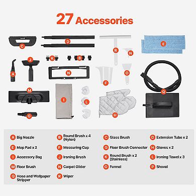 Multipurpose Steam Cleaner with 27 Accessories and 51 oz Tank