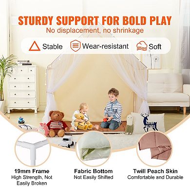 Kids Yurt Play Tent with Mat & Lamp, Indoor Outdoor