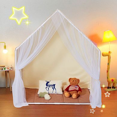 Kids Yurt Play Tent with Mat & Lamp, Indoor Outdoor