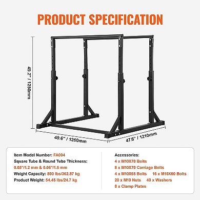 Adjustable Dip Bar Station, 800 lbs Capacity Heavy-Duty Push-Up & Dip Stand