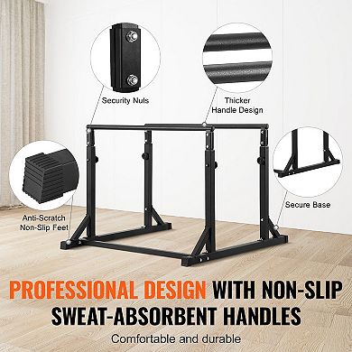 Adjustable Dip Bar Station, 800 lbs Capacity Heavy-Duty Push-Up & Dip Stand