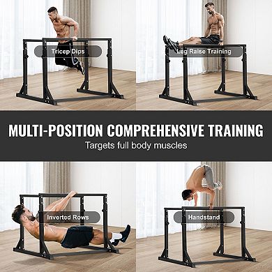 Adjustable Dip Bar Station, 800 lbs Capacity Heavy-Duty Push-Up & Dip Stand