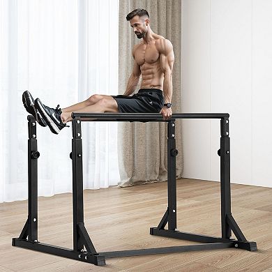 Adjustable Dip Bar Station, 800 lbs Capacity Heavy-Duty Push-Up & Dip Stand