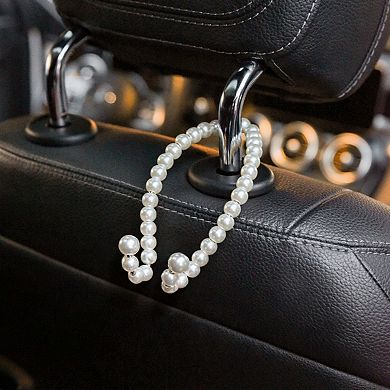 Pearl Beaded Car Headrest Hook Set Hanger for Handbags and Accessories