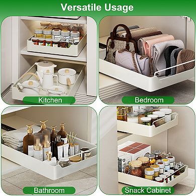 2Pcs Pull Out Cabinet Organizers Carbon Steel Sliding Spice Rack Roll Out Drawers 55LBS