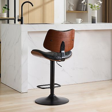 Adjustable Bar Stool, Faux Leather & 360° Swivel