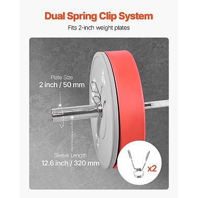 6FT Barbell Bar 2-Inch Olympic Weight Bar Chrome Knurled Grip 500 LB Capacity