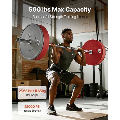 6FT Barbell Bar 2-Inch Olympic Weight Bar Chrome Knurled Grip 500 LB Capacity