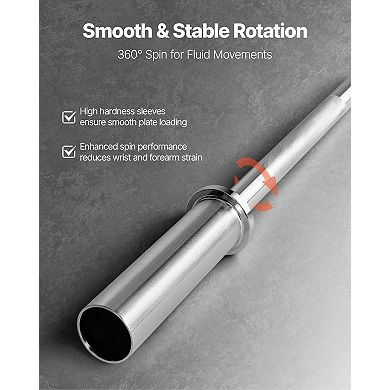 6FT Barbell Bar 2-Inch Olympic Weight Bar Chrome Knurled Grip 500 LB Capacity