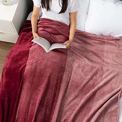 Ombre Microfiber Fleece Throw Blanket