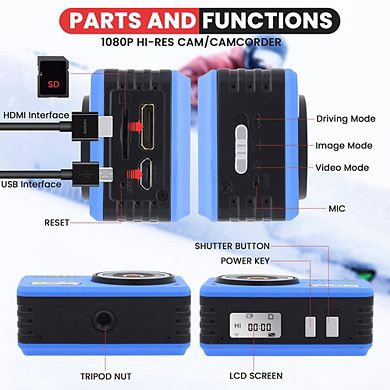 Pyle Gear Pro ACTIV Mini HD Action Camera Camcorder with Wi-Fi (GDV288BL) - Blue