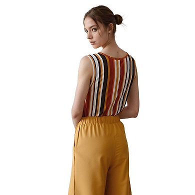 Sleeveless Crewneck Printed Top