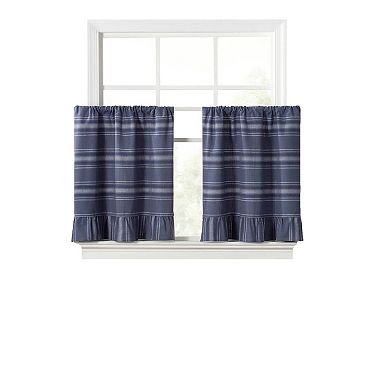 Martha Stewart Ruffle Stripe 2-Piece Tier Curtain Set