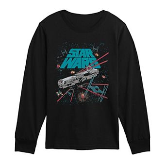 Boys 8-20 Star Wars Ships Distressed Long Sleeve Graphic Tee