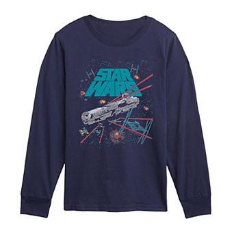 Boys 8-20 Star Wars Ships Distressed Long Sleeve Graphic Tee