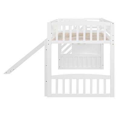 Merax Stairway Twin Size Loft Bed with Two Drawers and Slide
