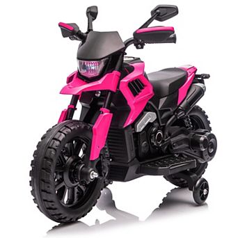 6v Electric Dirt Bike, Kids Ride on Motorcycle with Traning Wheels, 2-5 MPH, Headlight & Music