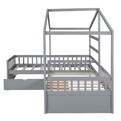 Merax Twin Size House Platform Bed with Three Storage Drawers