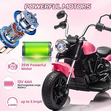 12V Electric Dirt Bike, Kids Motorcycle with Training Wheels, Reverse, Headlight, Horn, Music
