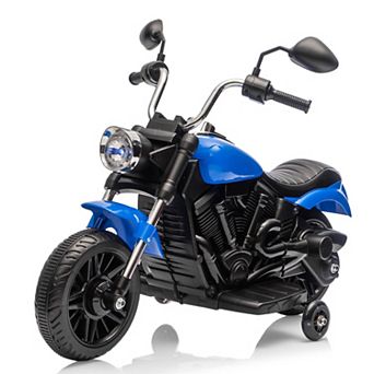 12V Electric Dirt Bike, Kids Motorcycle with Training Wheels, Reverse, Headlight, Horn, Music