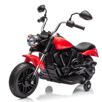 12V Electric Dirt Bike, Kids Motorcycle with Training Wheels, Reverse, Headlight, Horn, Music
