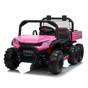 24V Ride on Dump Truck for Kids, 2 Seater 4WD Electric Off-Road Vehicle w/Remote, Dump Bed, 3 Speed