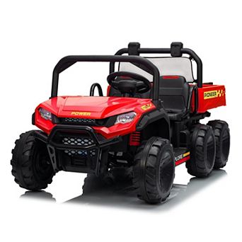 24V Ride on Dump Truck for Kids, 2 Seater 4WD Electric Off-Road Vehicle w/Remote, Dump Bed, 3 Speed