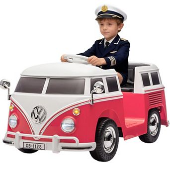 6V Licensed Volkswagen T1 Bus Ride-On Car for Kids with LED Lights, Horn, Music & Two Speeds