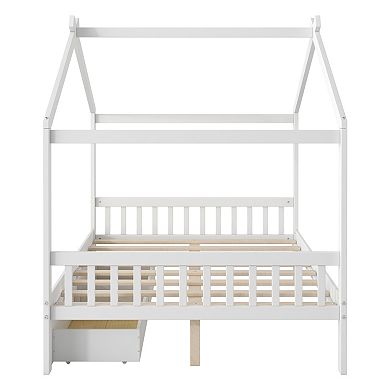 Merax House Platform Bed with Headboard and Footboard