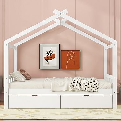 Merax House Platform Bed with Headboard and Footboard