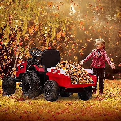 24V Kids Ride On Tractor, Excavator & Bulldozer with Trailer, Digger, Shovel Bucket, Remote, LED