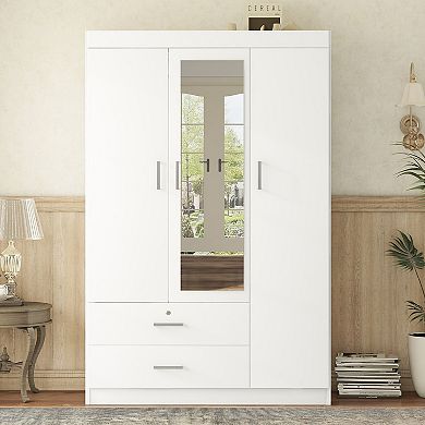 Merax 3-Door Mirror Wardrobe with shelves