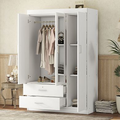 Merax 3-Door Mirror Wardrobe with shelves