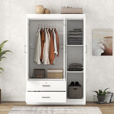 Merax 3-Door Wardrobe with 2 Drawers