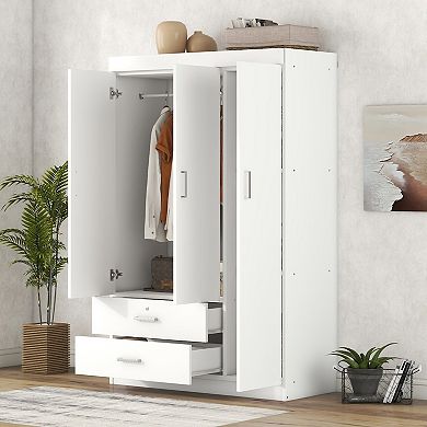 Merax 3-Door Wardrobe with 2 Drawers