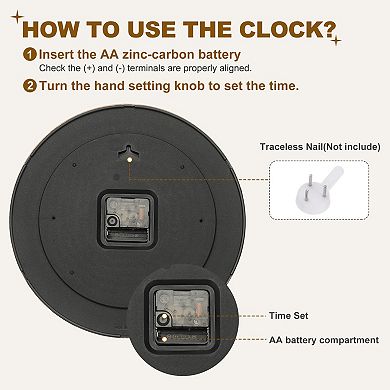 12" Vintage Wall Clock, Modern Rustic Metal Small Clocks for Bedroom Kitchen, Silent Non Ticking