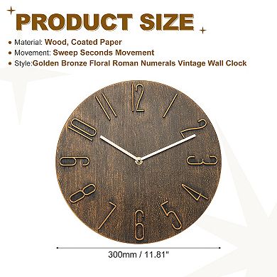 12" Vintage Wall Clock, Modern Rustic Metal Small Clocks for Bedroom Kitchen, Silent Non Ticking