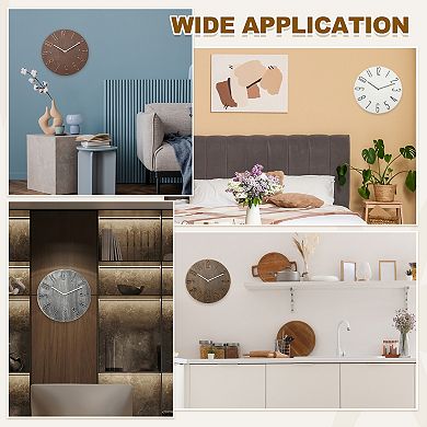 12" Vintage Wall Clock, Modern Rustic Metal Small Clocks for Bedroom Kitchen, Silent Non Ticking