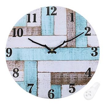 12" Wooden Finish Clock, Battery Operated Easy Install for Living Room Bedroom Office Decor