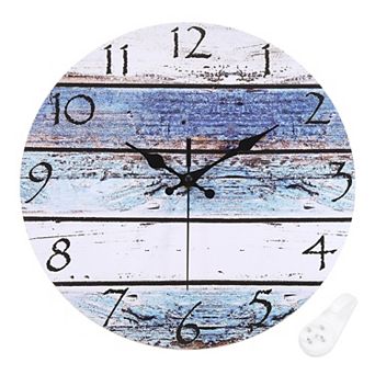12" Wooden Finish Clock, Battery Operated Easy Install for Living Room Bedroom Office Decor