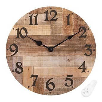12" Wooden Finish Clock, Battery Operated Easy Install for Living Room Bedroom Office Decor
