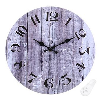 12" Wooden Finish Clock, Battery Operated Easy Install for Living Room Bedroom Office Decor